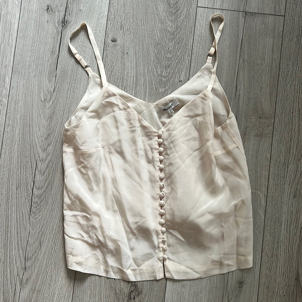 Madewell Button Down Thin Strap Beige Color Tank Top